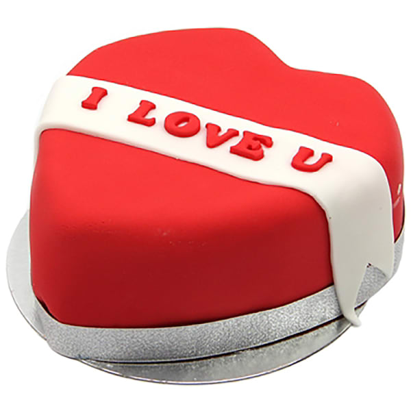 I Love U Ribbon Heart Cake