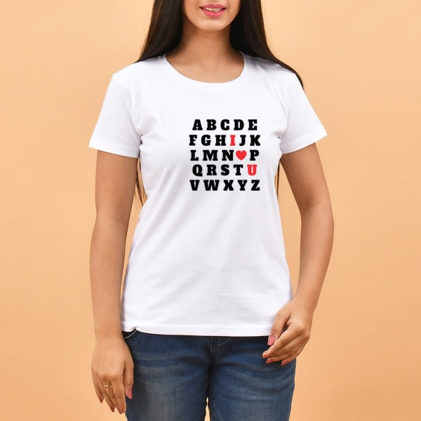 I Love You Cotton T-Shirt For Women - White