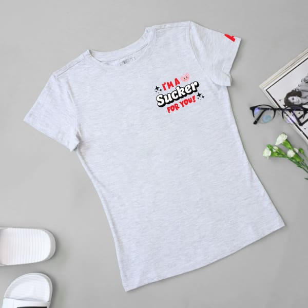 I'm A Sucker For You - Personalized Women's T-shirt - Grey