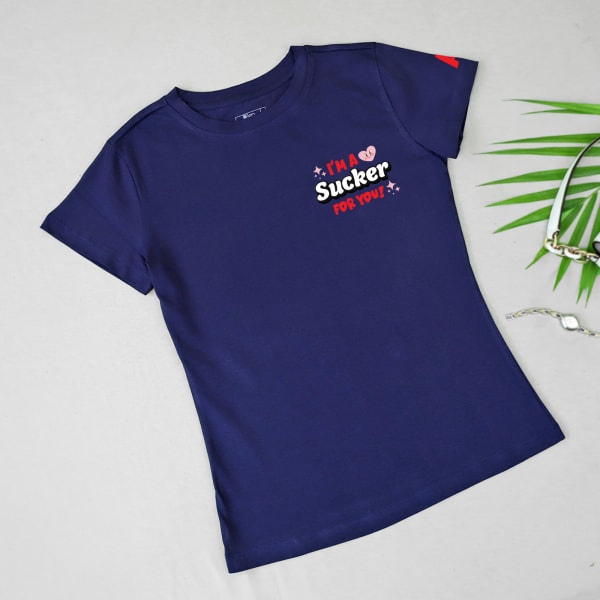 I'm A Sucker For You - Personalized Women's T-shirt - Navy Blue
