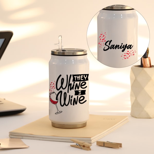 I Wine - Personalized Can Tumbler - White