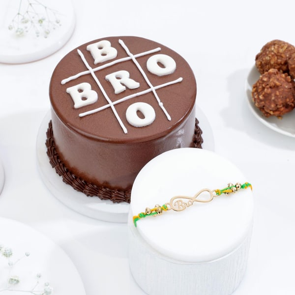 Infinite Bro Rakhi And Chocolate Truffle Cake Combo