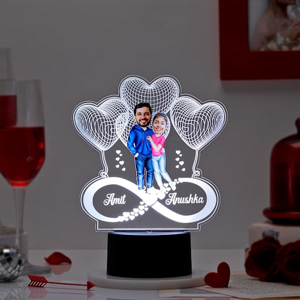 Infinite Love Personalized LED Lamp Black Base