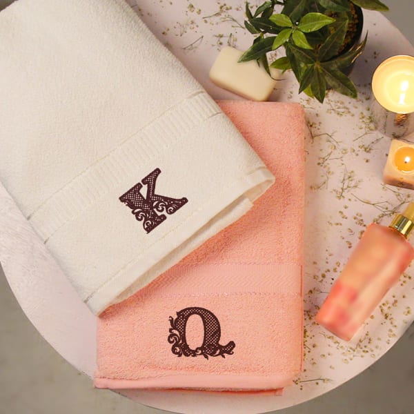 Initial Embroidery Personalized Towel Set GiftSend Fashion and