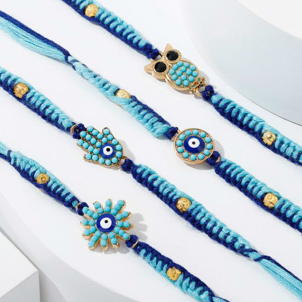 Intricate Macrame Evil-Eye Rakhi - Set Of 4