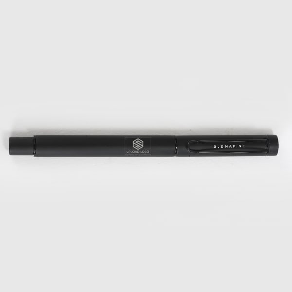 Jet Black Wireclip Roller Pen - Customized with Logo