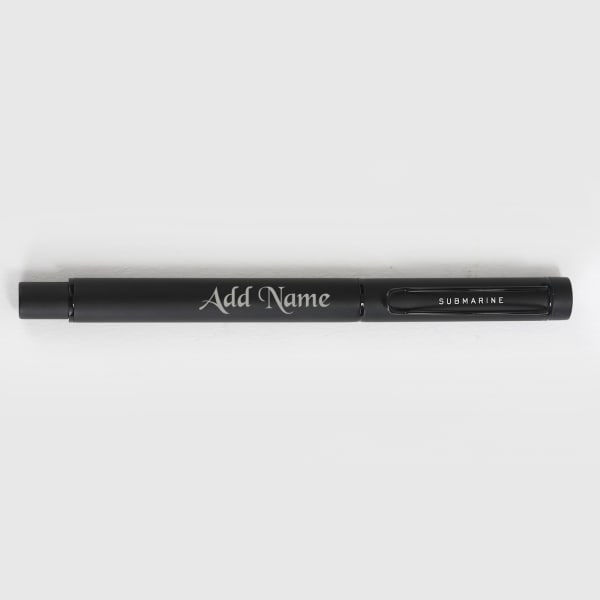 Jet Black Wireclip Roller Pen - Customized with Name