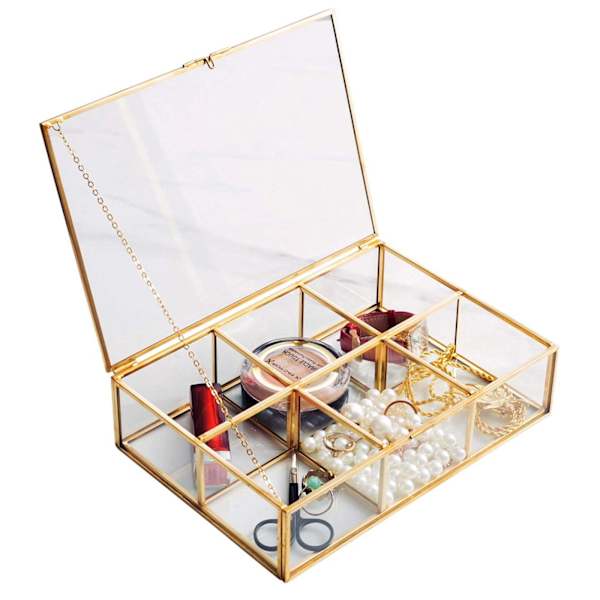 Jewellery Organizer With Lid - 6 Slots - Glass - Single Piece