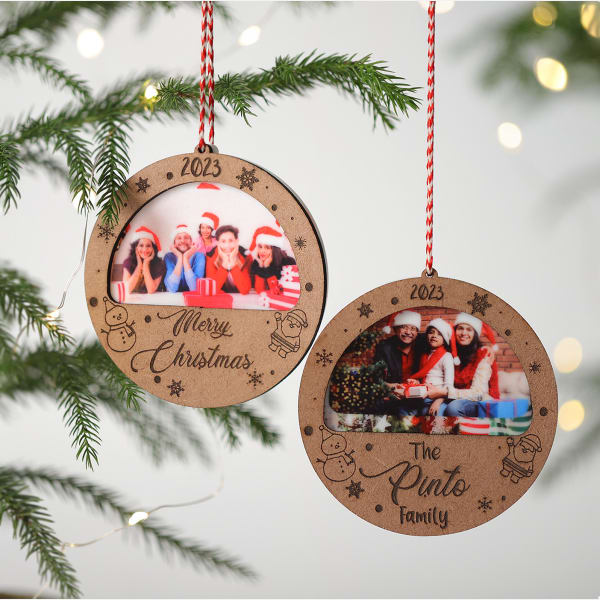 Joyful Moments Personalized Christmas Tree Ornament - Set Of 2