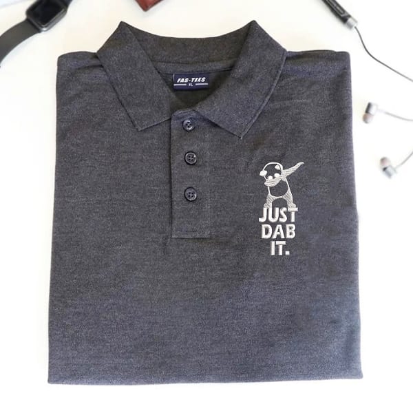 Just Dab It Cotton Polo T-Shirt - Charcoal Grey