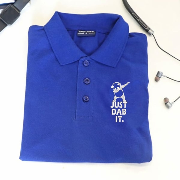 Just Dab It Cotton Polo T-Shirt - Royal Blue