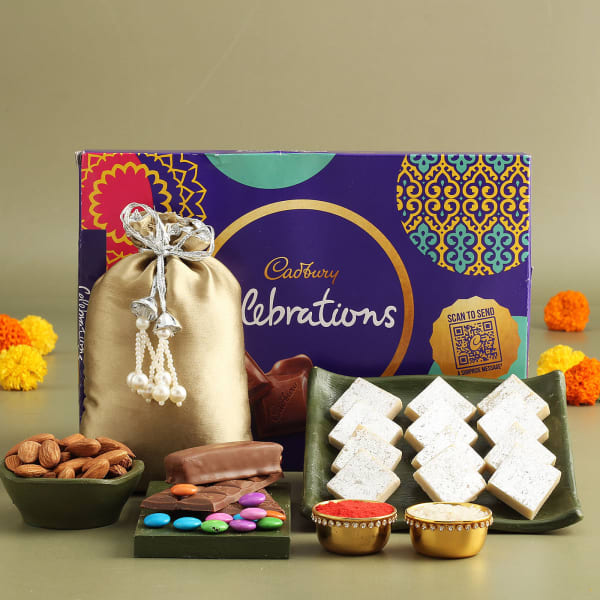 Kaju Katli With Almonds And Chocolates For Bhai Dooj