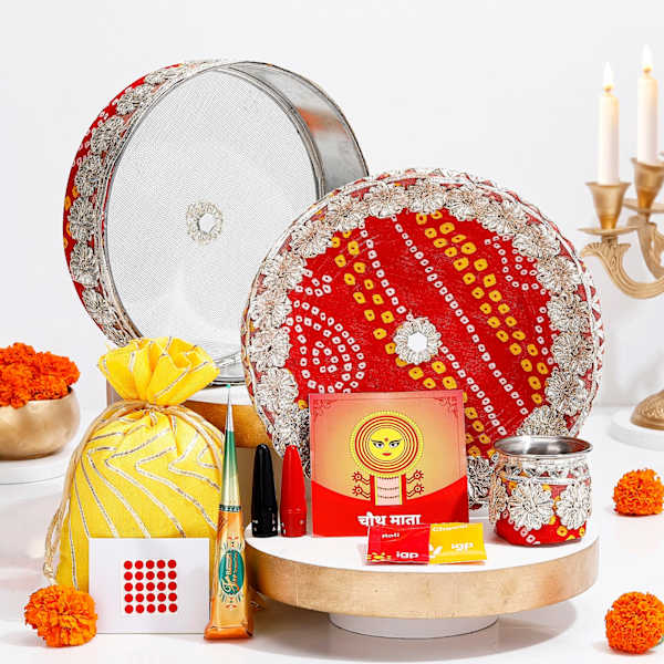 Karwa Chauth Pooja Thali With Shringar