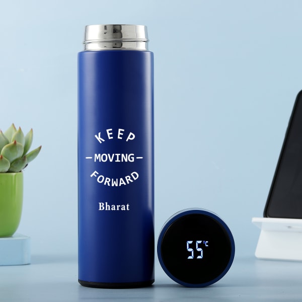 Keep Moving Personalized Stainless Steel Water Blue Bottle (350 ml)