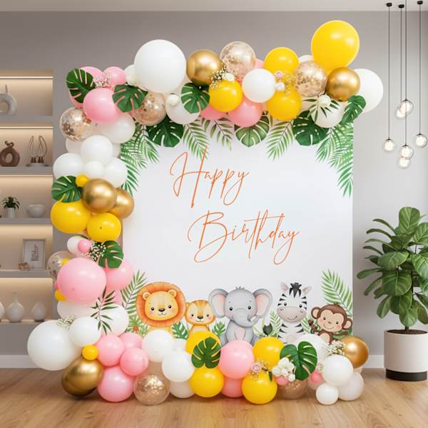 Kids Jungle Theme Party Balloon Decor