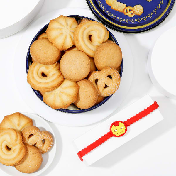 Kids' Superhero Rakhi And Cookies Combo