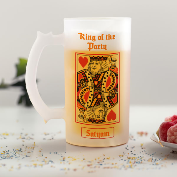 King Of The Party Personalized Frosted Beer Mug