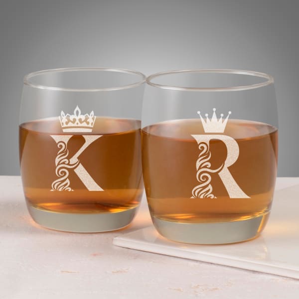 King & Queen Personalized Whiskey Glasses
