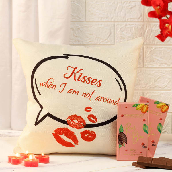 Kiss Day Cushion With Chocolates