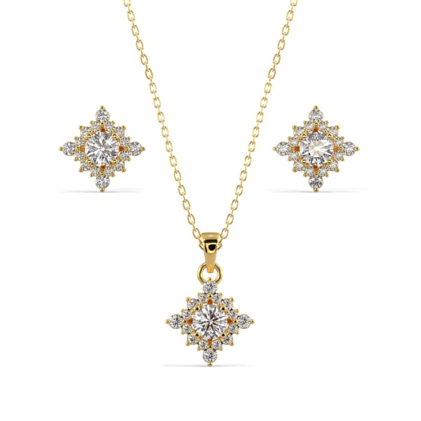 Kite Diamond Silver Pendant Set