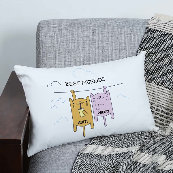 Kitty Best Friends Personalized Satin Cushion