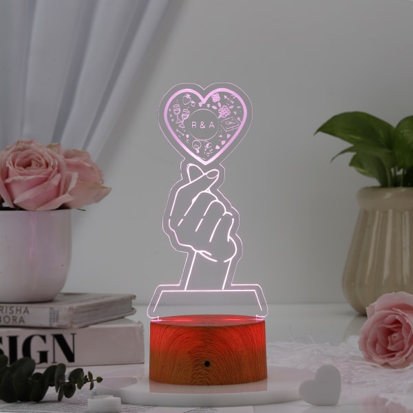 Korean Heart Personalized LED Lamp