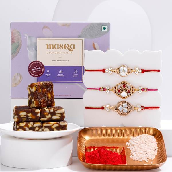 Kundan And Meena Rakhi With Khajoor Bites
