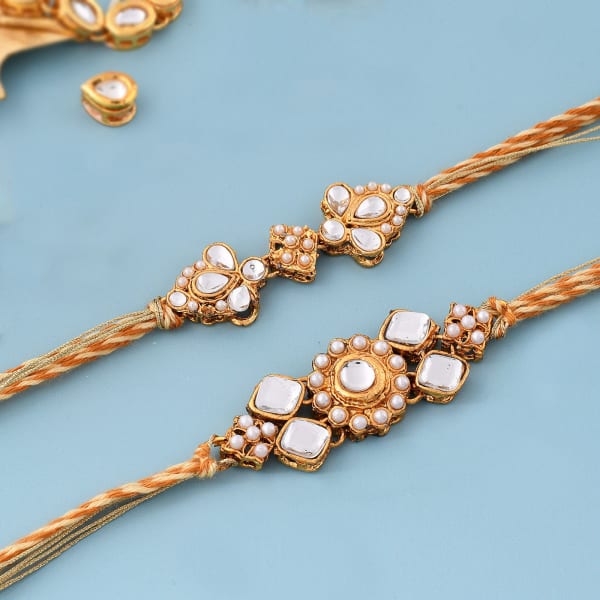 Kundan And Pearl Rakhi (Set of 2)