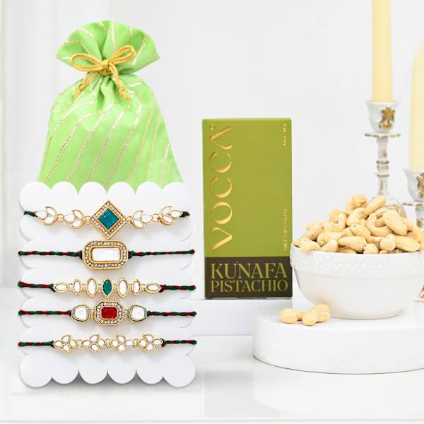 Kundan Bliss Rakhi Hamper-Set Of 5