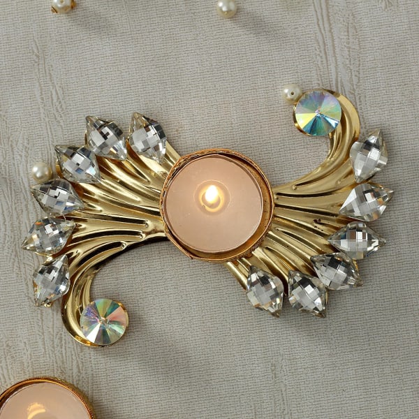 Kundan Decorated Diya Gift Send Diwali Gifts Online J11106922
