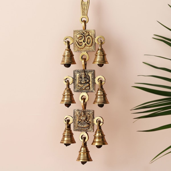 Laxmi Ganesh Om Wall Hanging with Bells