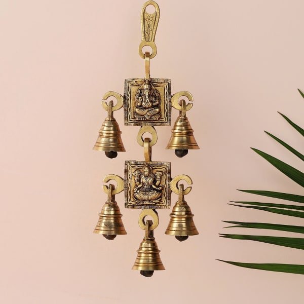Laxmi Ganesh Wall Hanging with Bells