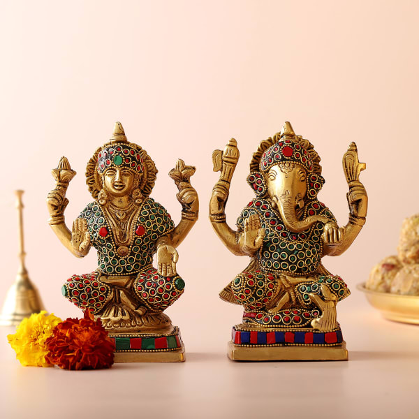 Laxmi Ganesha Brass Idols
