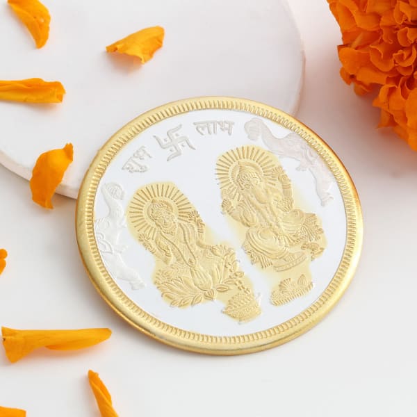 Laxmi Ganesha Gold Plated Silver Coin (5 gm)