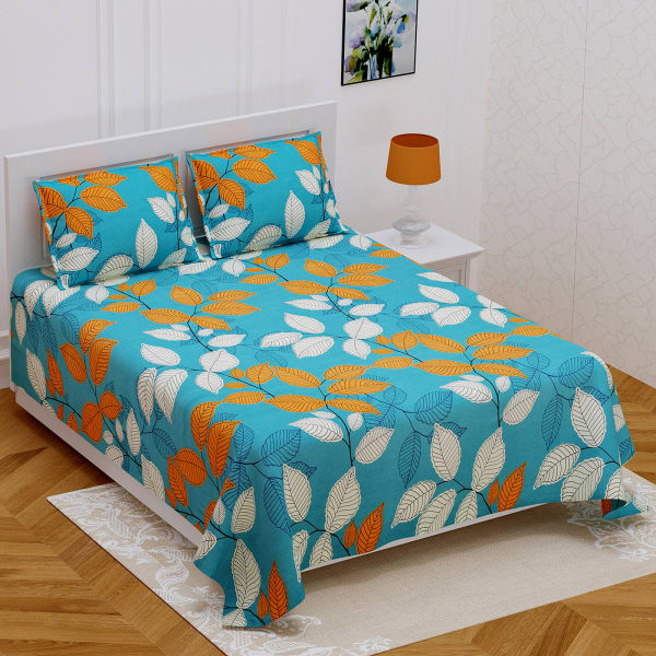 Leafy Stalks Print Fitted Double Bedsheet