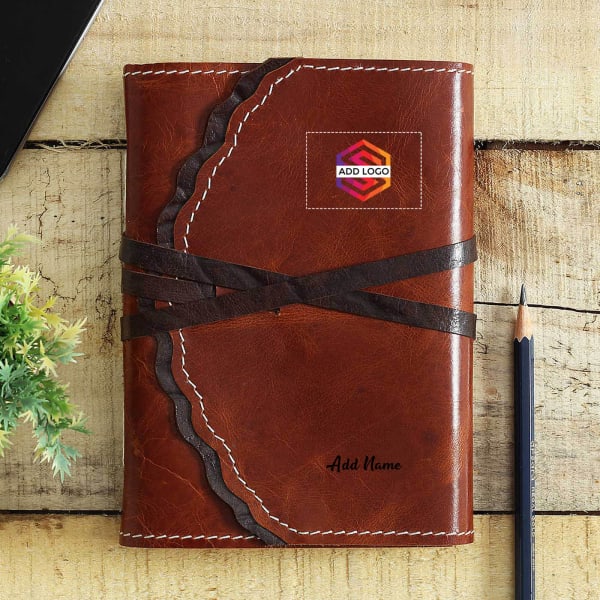 Leather Journal with Belt Closure - Customized with Logo and Name