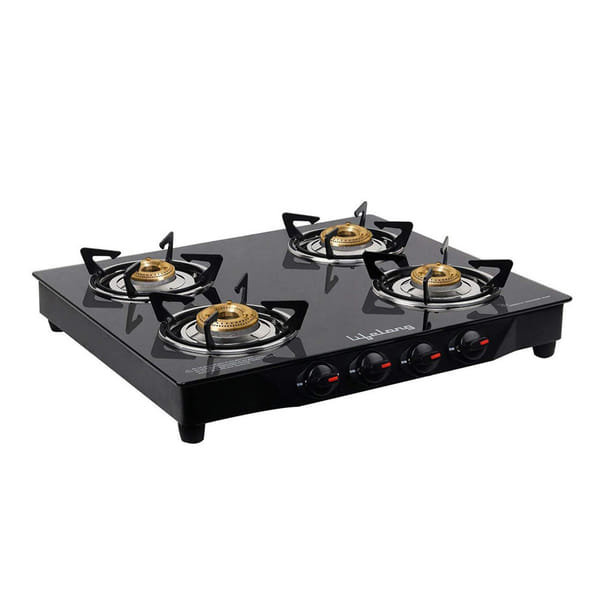 Buy/Send LIFELONG LLGS27 4 BURNER GLASS TOP GAS STOVE Online IGP