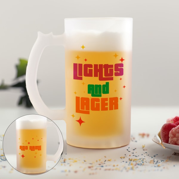 Lights And Lager Personalized Frosted Beer Mug