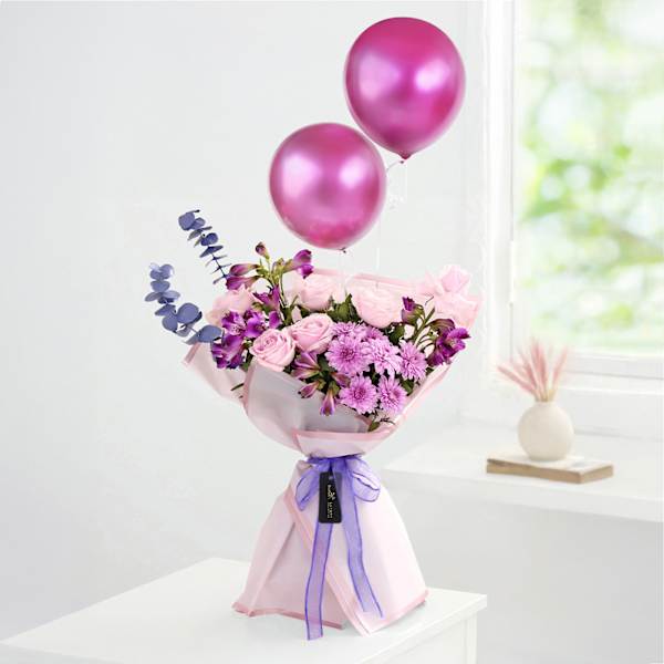 Lilac Floral Dreams And Balloons