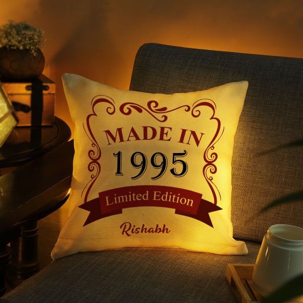Limited Edition Personalized Birthday Jute LED Cushion