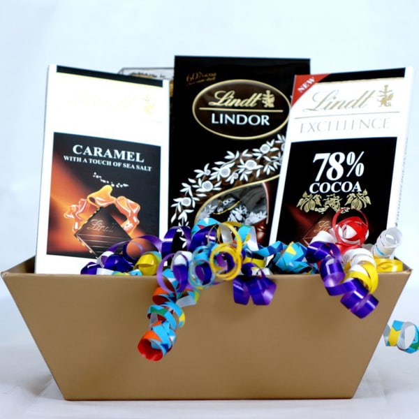 Lind CoCoa Dark Chocolate with Lind Truffles In a Gift Basket: Gift ...