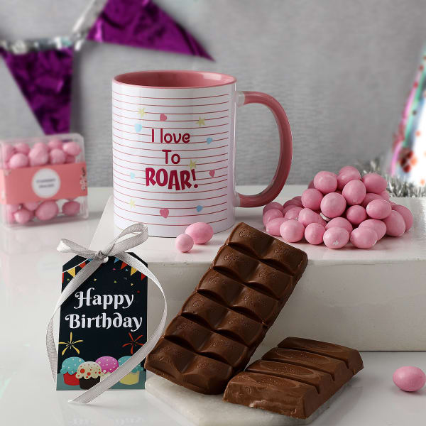 Lion Mug With Dragees And Chocolates For Birthday