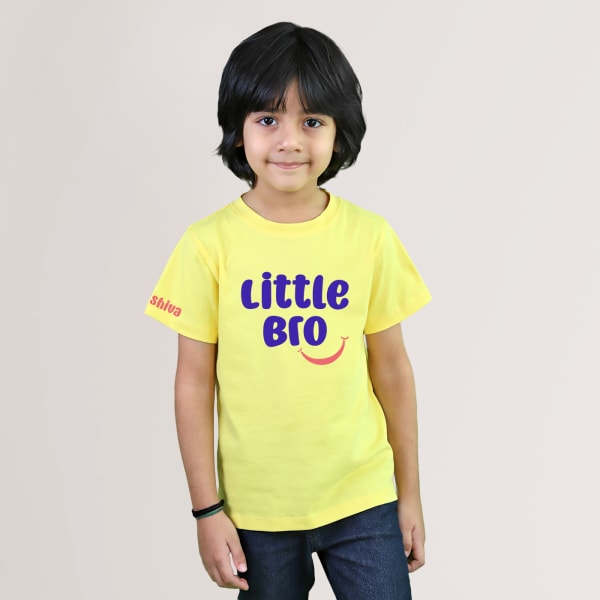 Little Bro Personalized Kids T-shirt - Yellow
