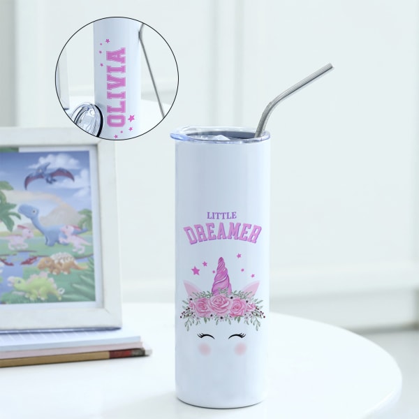 Little Dreamer Personalized Stainless Steel Tumbler With Straw