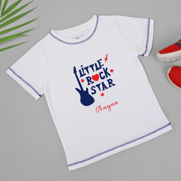Little Rock Star Personalized T-Shirt for Kids - White