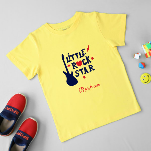 Little Rock Star Personalized T-Shirt for Kids - Yellow