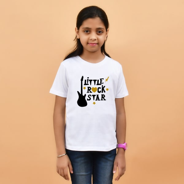 Little Rock Star White T-Shirt for Girls
