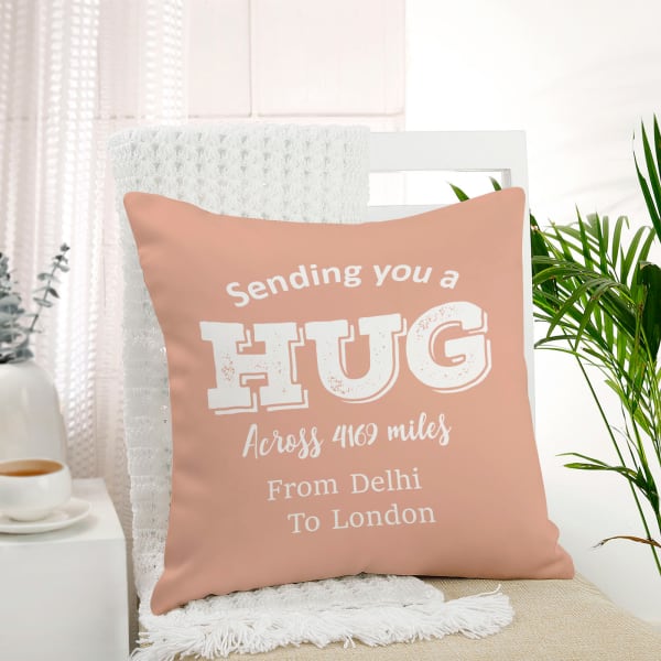 Long Distance Hug Personalized Twill Satin Cushion