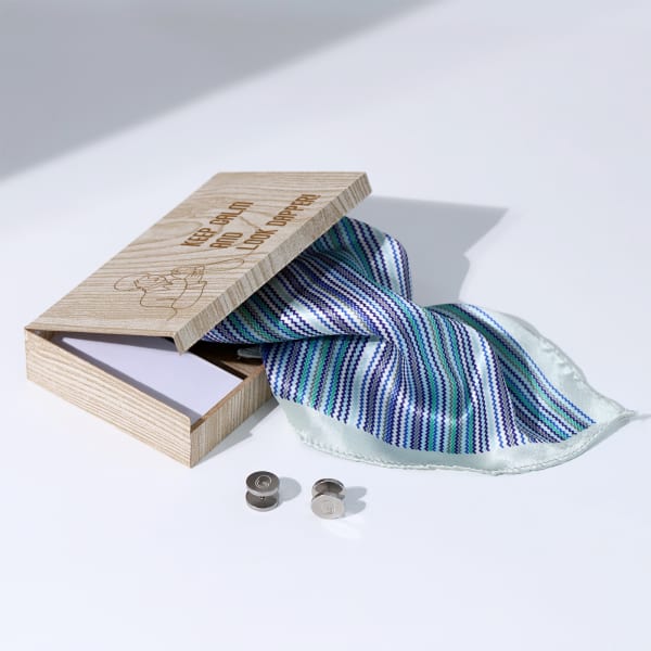 Look Dapper - Cufflinks And Pocket Square Set - Personalized