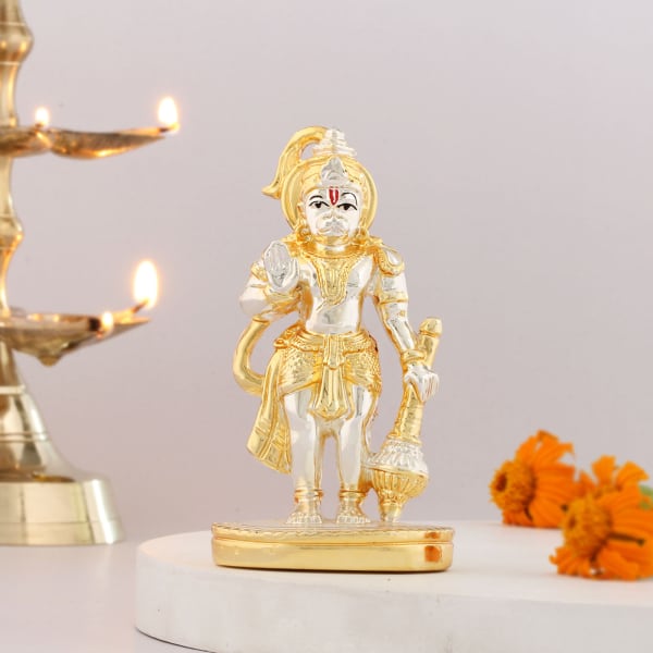Lord Hanuman Gold And Silver Car Ornament